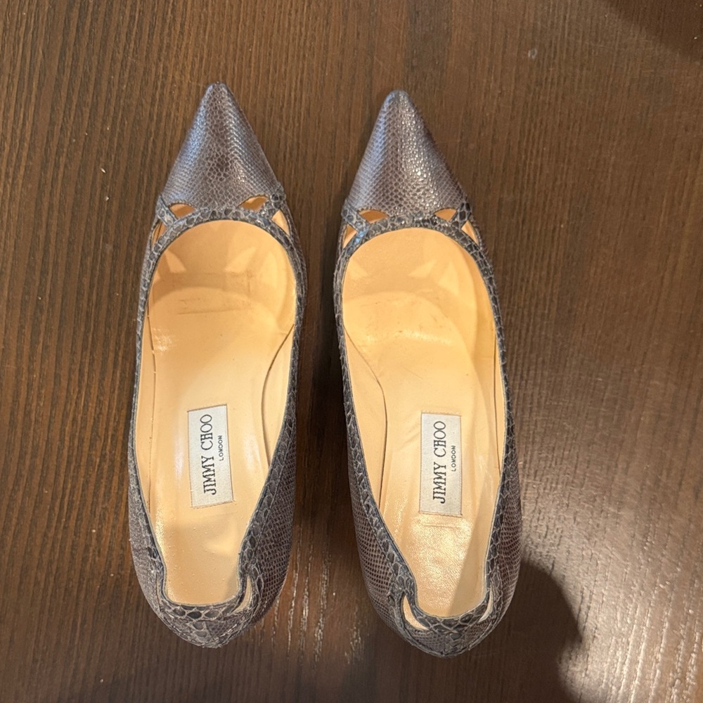 Jimmy Choo Snakeskin Patterned Heels in Brown/Gray size 8 /Size 39